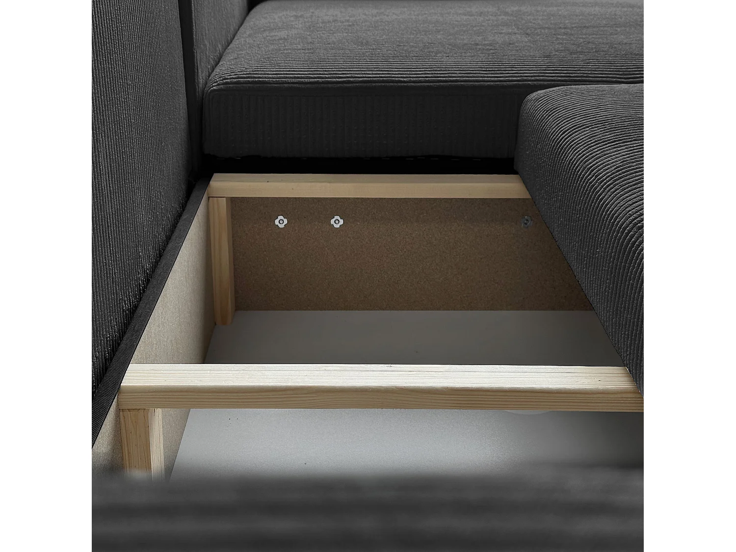 Ecksofa L Form Sofia 277 x 143 cm mit Schlaffunktion und Bettkasten Couch Cord Schlafsofa Schlafcouch Sofa universale Seite, graphit