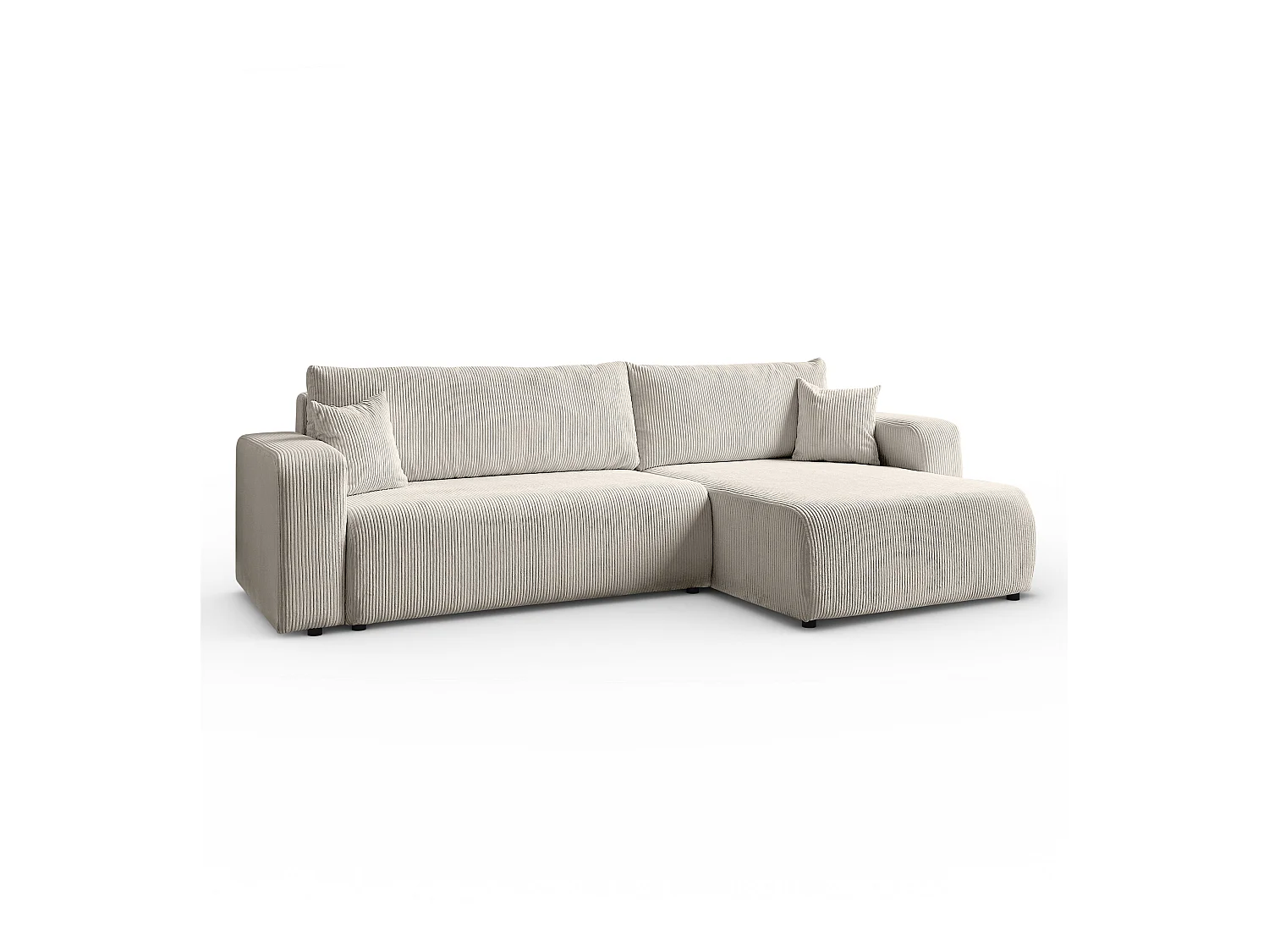 Ecksofa L Form Sofia 277 x 143 cm mit Schlaffunktion und Bettkasten Couch Cord Schlafsofa Schlafcouch Sofa universale Seite, beige
