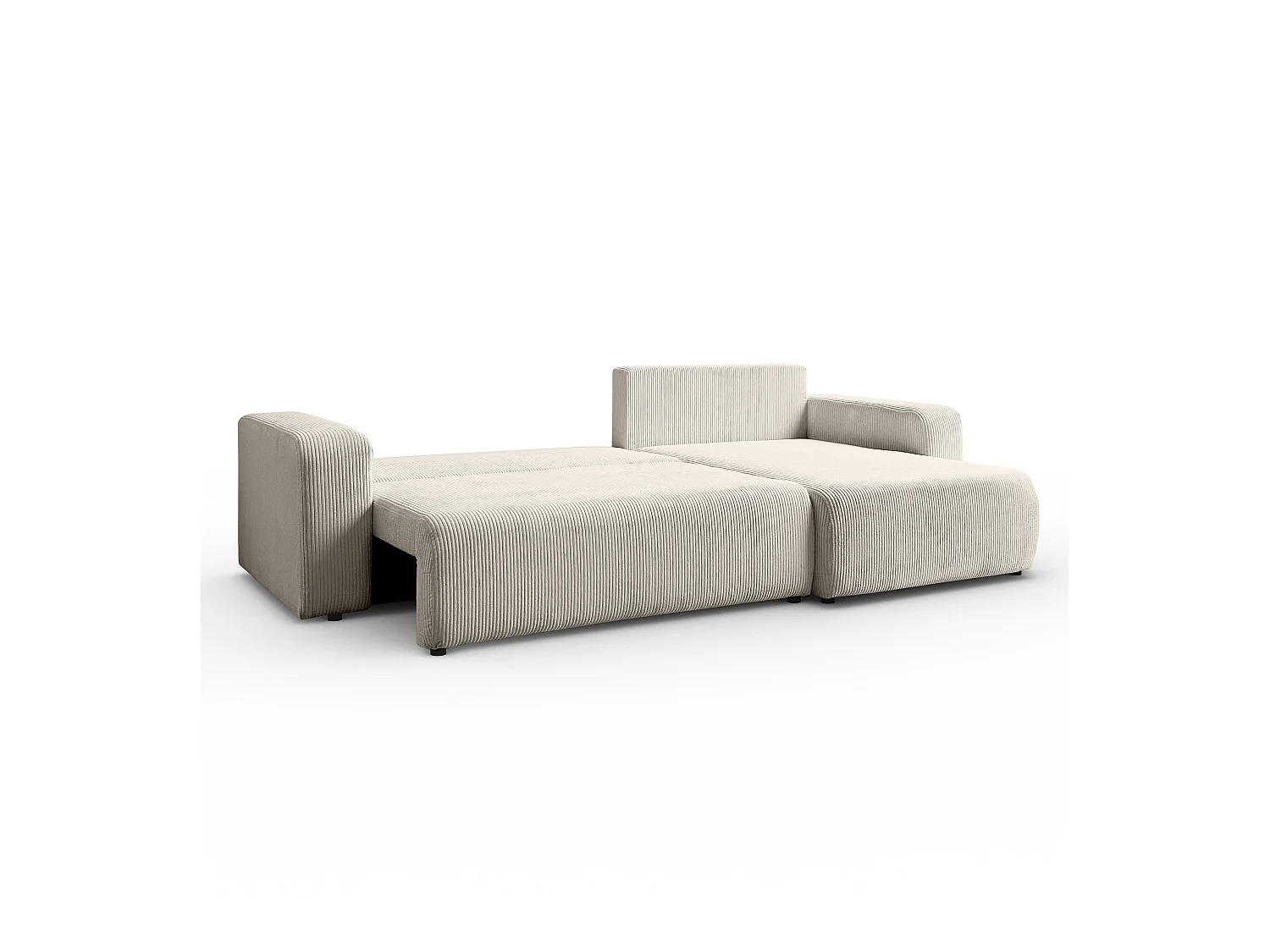 Ecksofa L Form Sofia 277 x 143 cm mit Schlaffunktion und Bettkasten Couch Cord Schlafsofa Schlafcouch Sofa universale Seite, beige