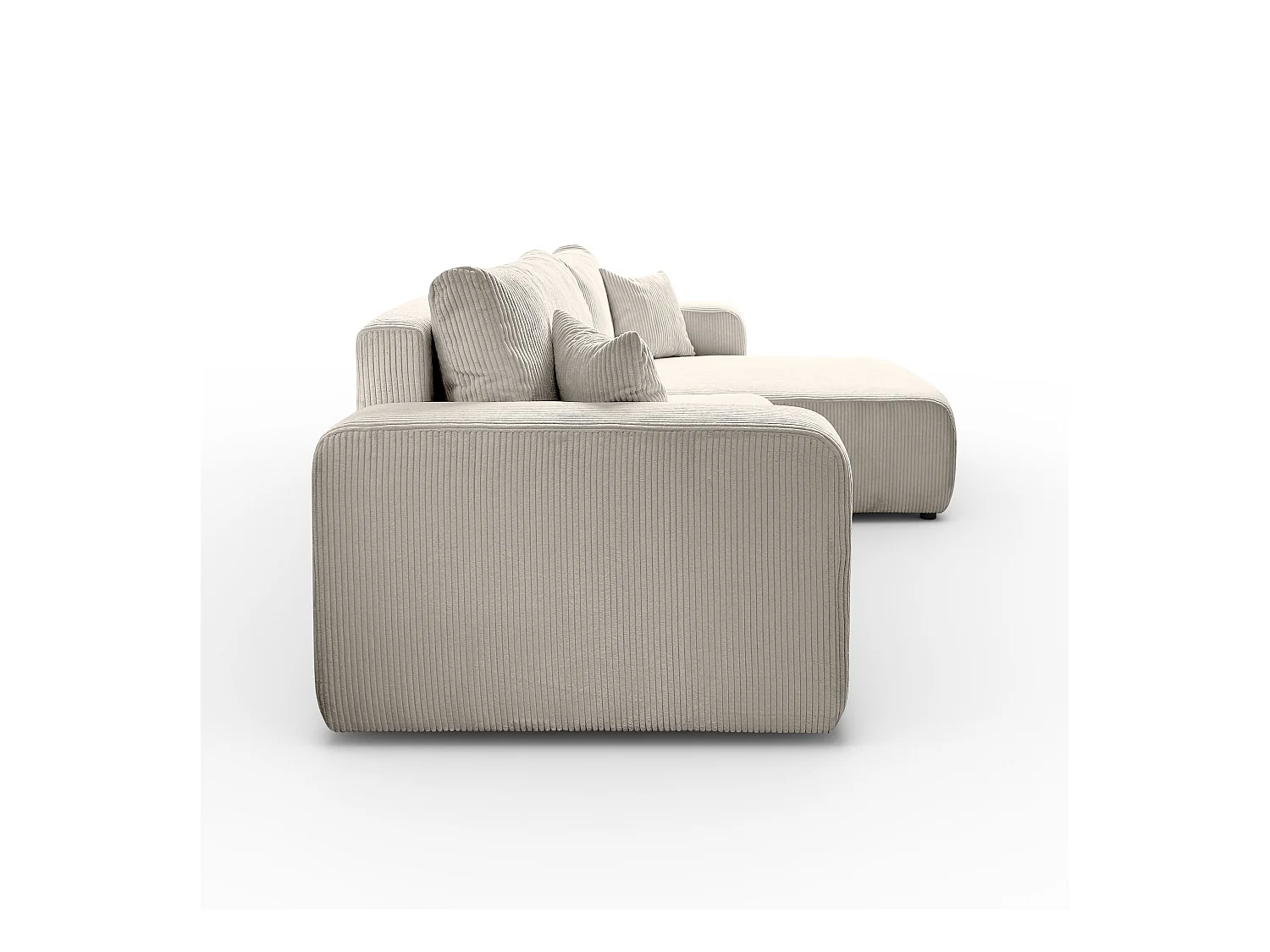 Ecksofa L Form Sofia 277 x 143 cm mit Schlaffunktion und Bettkasten Couch Cord Schlafsofa Schlafcouch Sofa universale Seite, beige