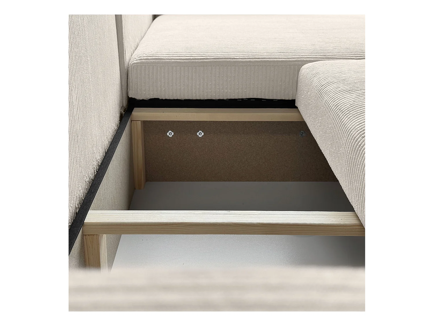 Ecksofa L Form Sofia 277 x 143 cm mit Schlaffunktion und Bettkasten Couch Cord Schlafsofa Schlafcouch Sofa universale Seite, beige