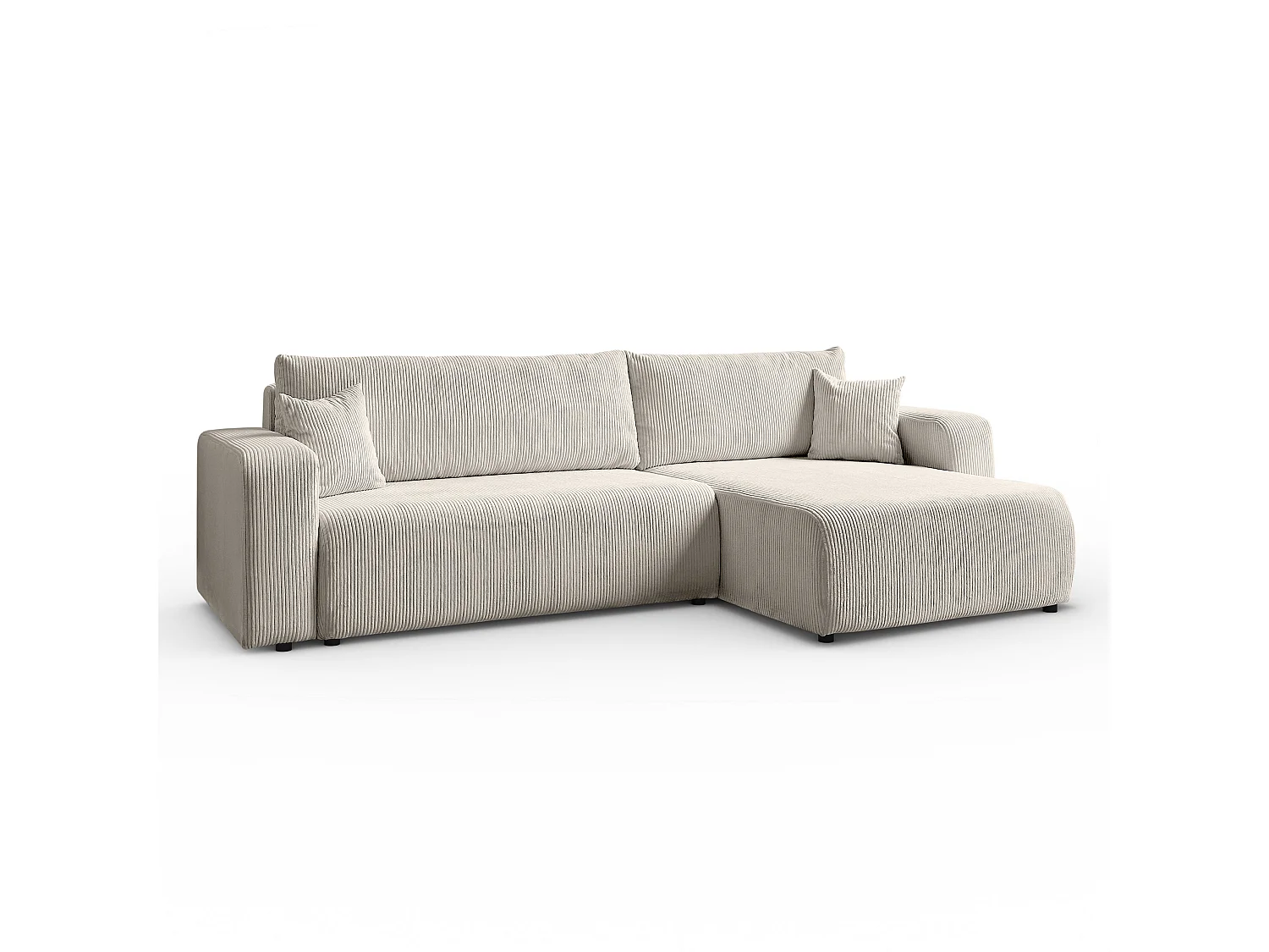 Ecksofa L Form Sofia 277 x 143 cm mit Schlaffunktion und Bettkasten Couch Cord Schlafsofa Schlafcouch Sofa universale Seite, beige