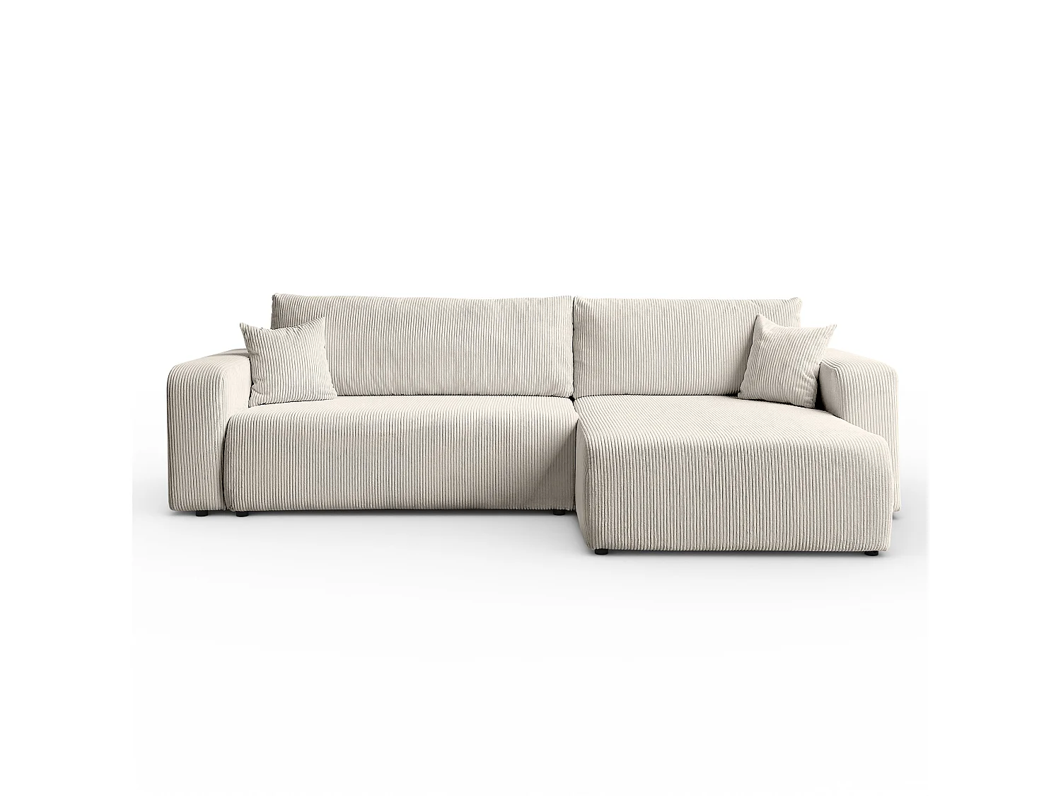 Ecksofa L Form Sofia 277 x 143 cm mit Schlaffunktion und Bettkasten Couch Cord Schlafsofa Schlafcouch Sofa universale Seite, beige