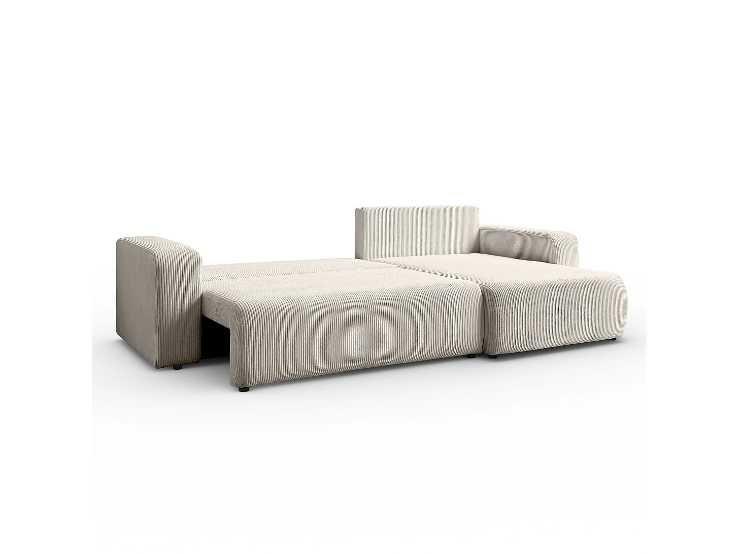 Ecksofa L Form Sofia 277 x 143 cm mit Schlaffunktion und Bettkasten Couch Cord Schlafsofa Schlafcouch Sofa universale Seite, beige