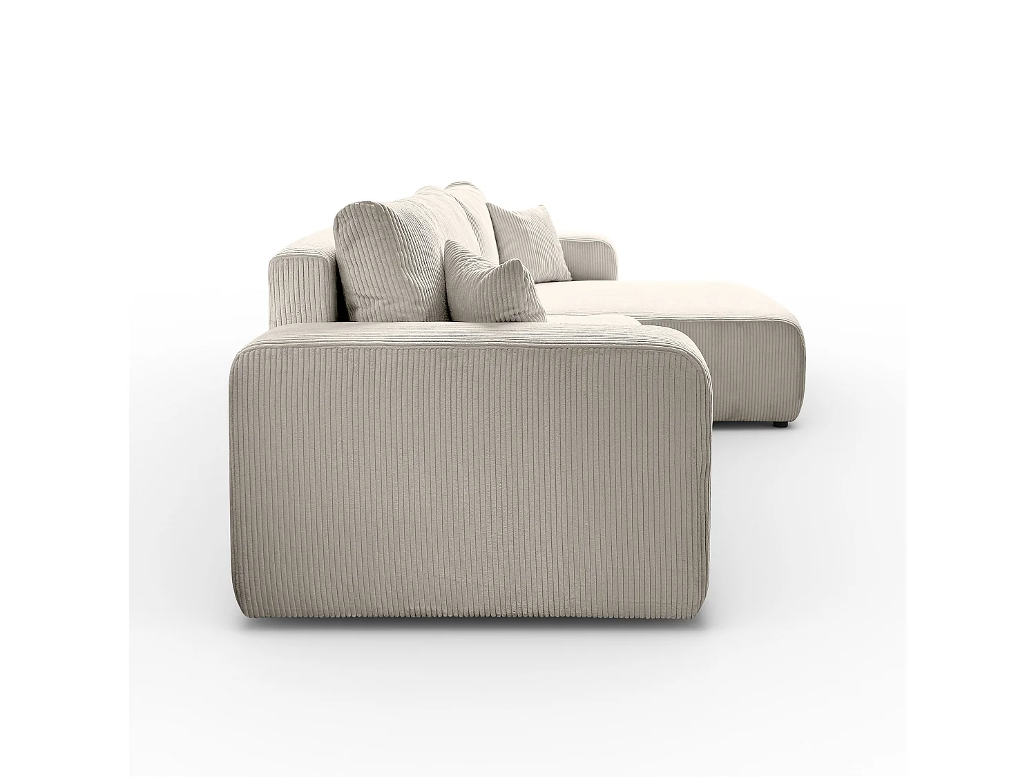 Ecksofa L Form Sofia 277 x 143 cm mit Schlaffunktion und Bettkasten Couch Cord Schlafsofa Schlafcouch Sofa universale Seite, beige