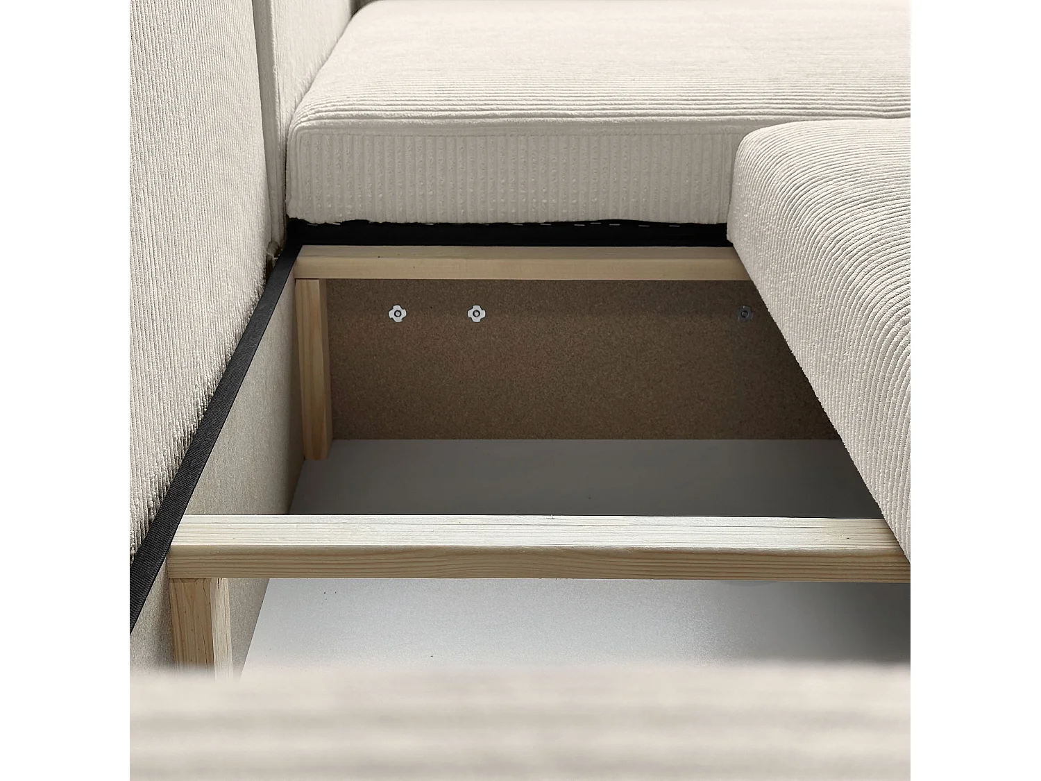 Ecksofa L Form Sofia 277 x 143 cm mit Schlaffunktion und Bettkasten Couch Cord Schlafsofa Schlafcouch Sofa universale Seite, beige