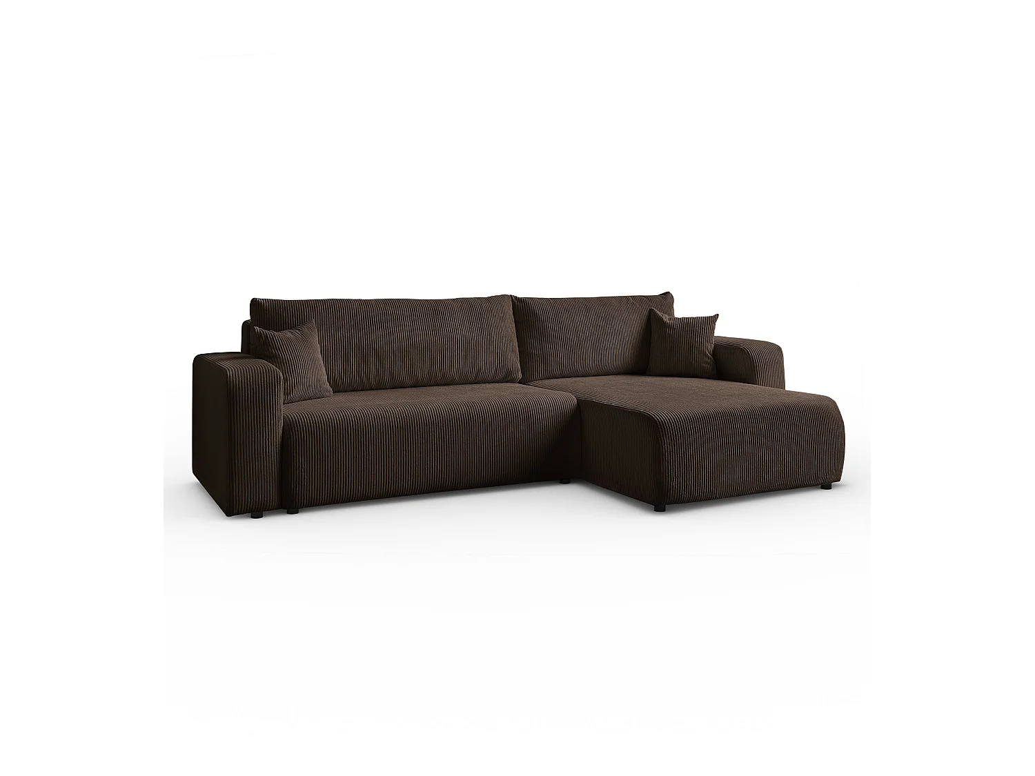 Ecksofa L Form Sofia 277 x 143 cm mit Schlaffunktion und Bettkasten Couch Cord Schlafsofa Schlafcouch Sofa universale Seite, braun