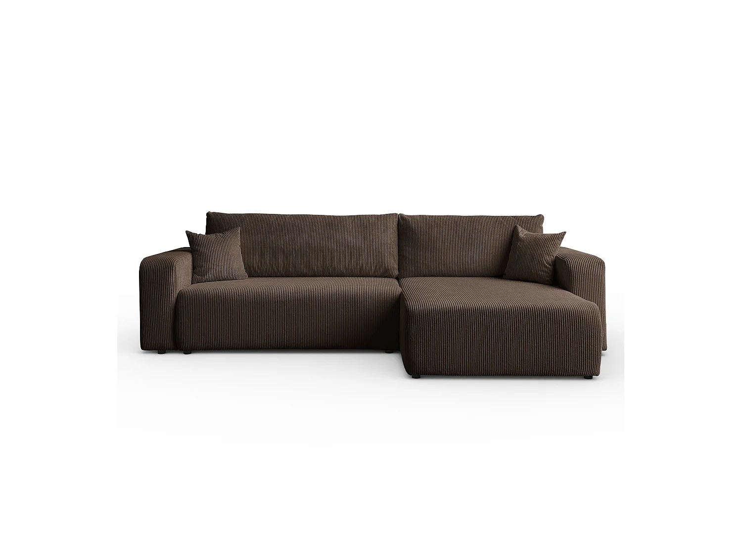 Ecksofa L Form Sofia 277 x 143 cm mit Schlaffunktion und Bettkasten Couch Cord Schlafsofa Schlafcouch Sofa universale Seite, braun