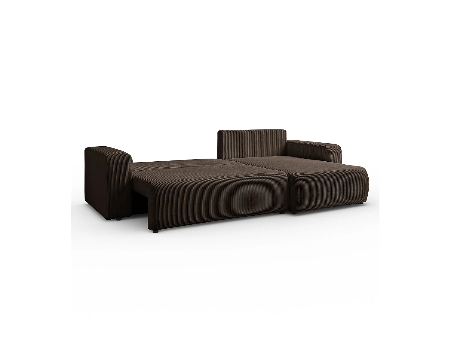 Ecksofa L Form Sofia 277 x 143 cm mit Schlaffunktion und Bettkasten Couch Cord Schlafsofa Schlafcouch Sofa universale Seite, braun