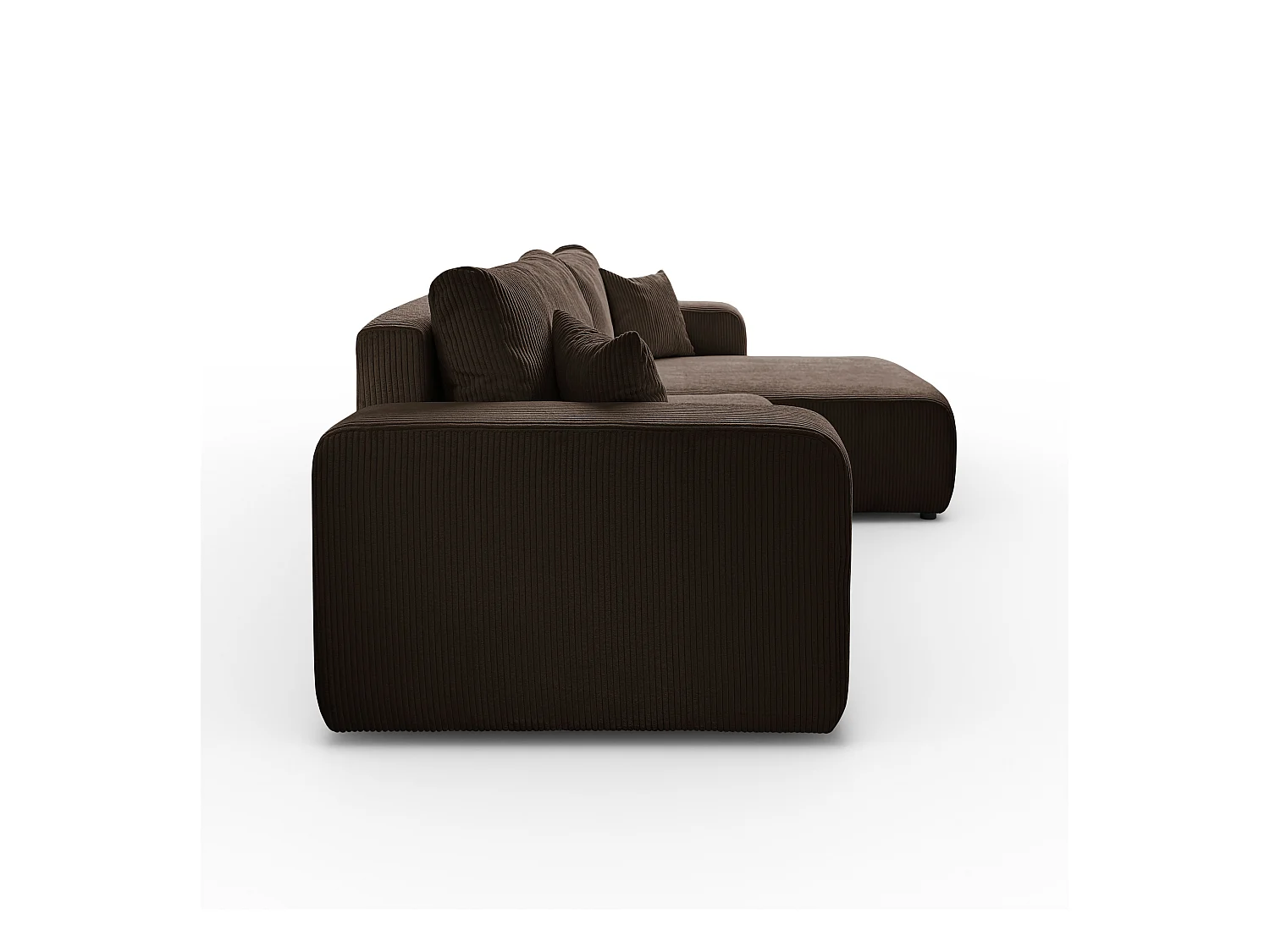 Ecksofa L Form Sofia 277 x 143 cm mit Schlaffunktion und Bettkasten Couch Cord Schlafsofa Schlafcouch Sofa universale Seite, braun