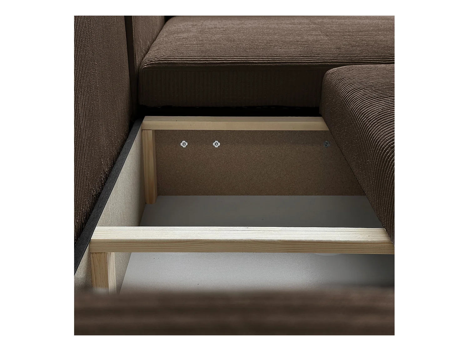 Ecksofa L Form Sofia 277 x 143 cm mit Schlaffunktion und Bettkasten Couch Cord Schlafsofa Schlafcouch Sofa universale Seite, braun