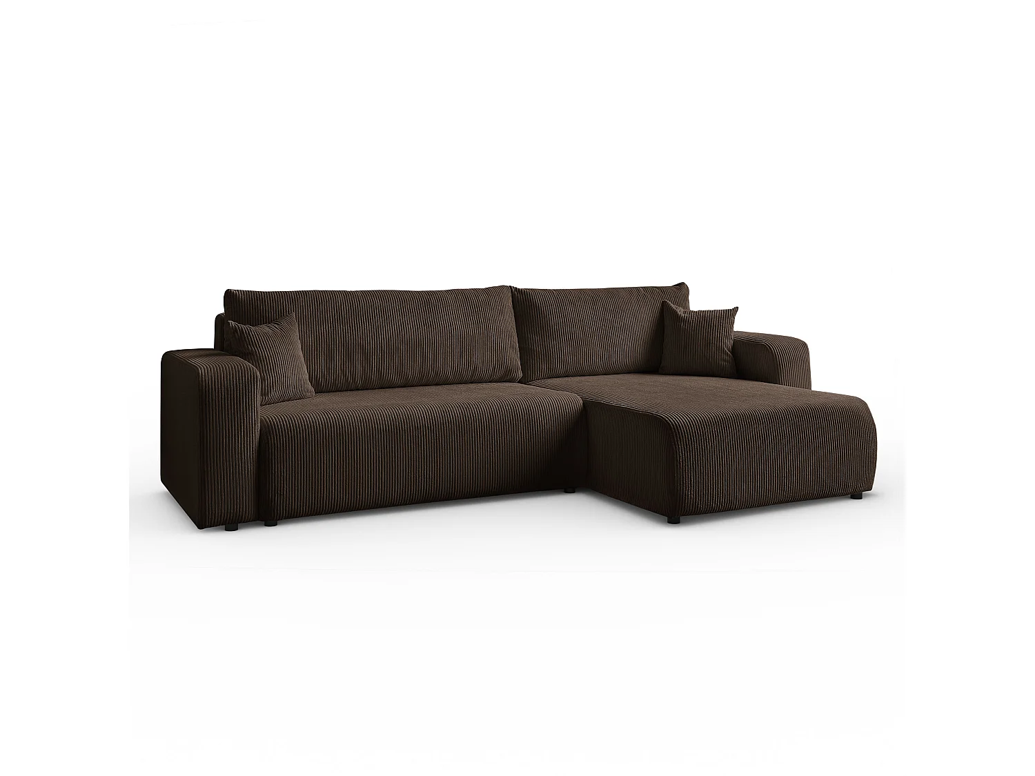 Ecksofa L Form Sofia 277 x 143 cm mit Schlaffunktion und Bettkasten Couch Cord Schlafsofa Schlafcouch Sofa universale Seite, braun