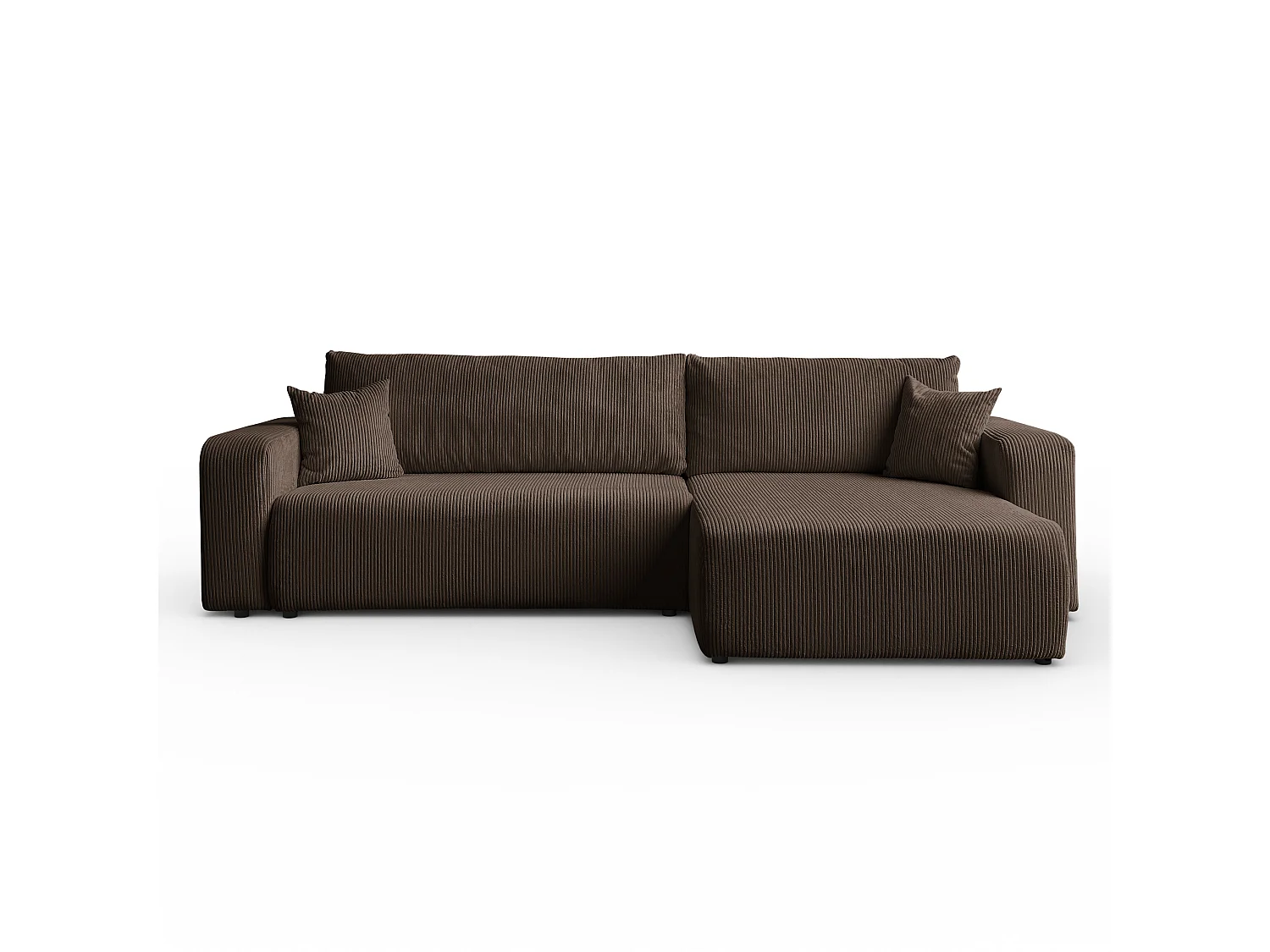 Ecksofa L Form Sofia 277 x 143 cm mit Schlaffunktion und Bettkasten Couch Cord Schlafsofa Schlafcouch Sofa universale Seite, braun