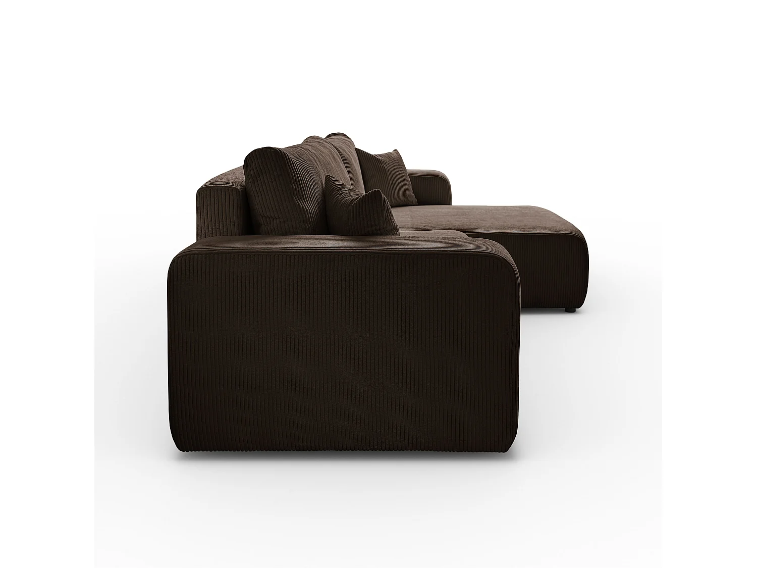 Ecksofa L Form Sofia 277 x 143 cm mit Schlaffunktion und Bettkasten Couch Cord Schlafsofa Schlafcouch Sofa universale Seite, braun