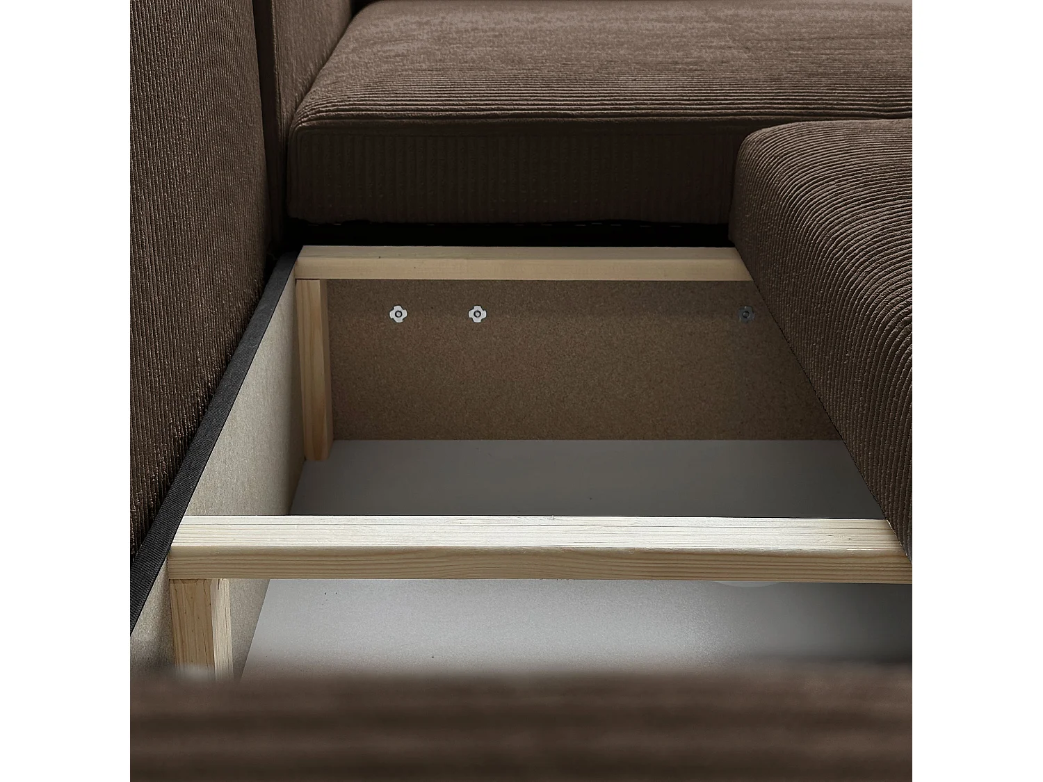 Ecksofa L Form Sofia 277 x 143 cm mit Schlaffunktion und Bettkasten Couch Cord Schlafsofa Schlafcouch Sofa universale Seite, braun