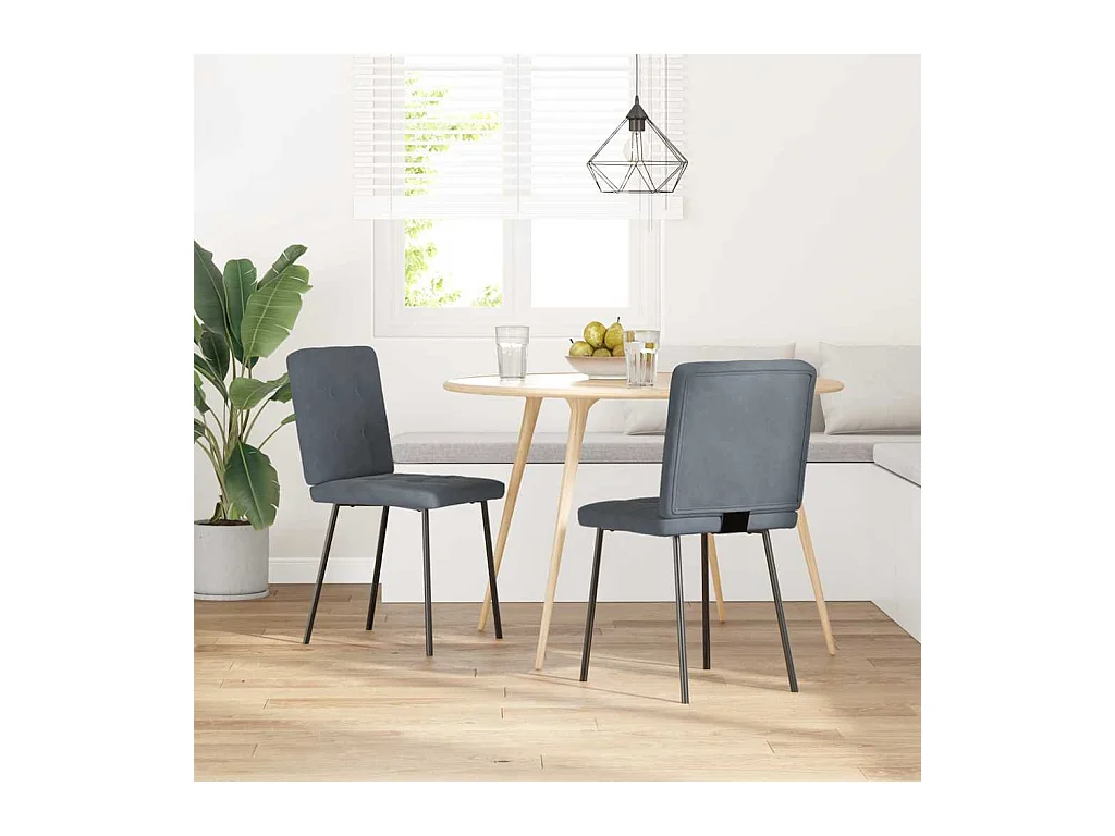 Cadeiras de jantar 2 pcs veludo cinzento-escuro