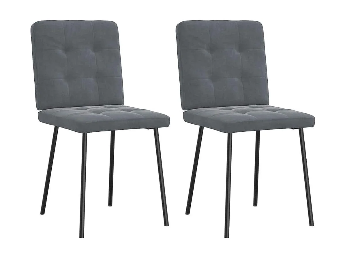 Chaises à manger lot de 2 Gris foncé Velours