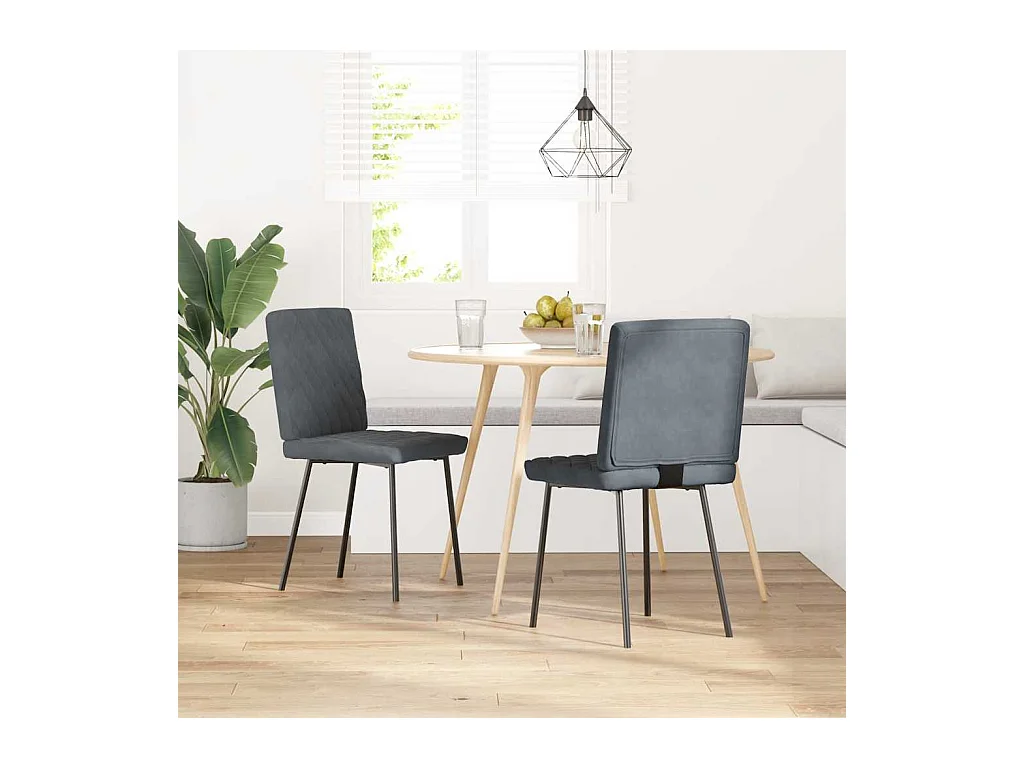 Esszimmerstühle 2 Stk. Dunkelgrau Samt