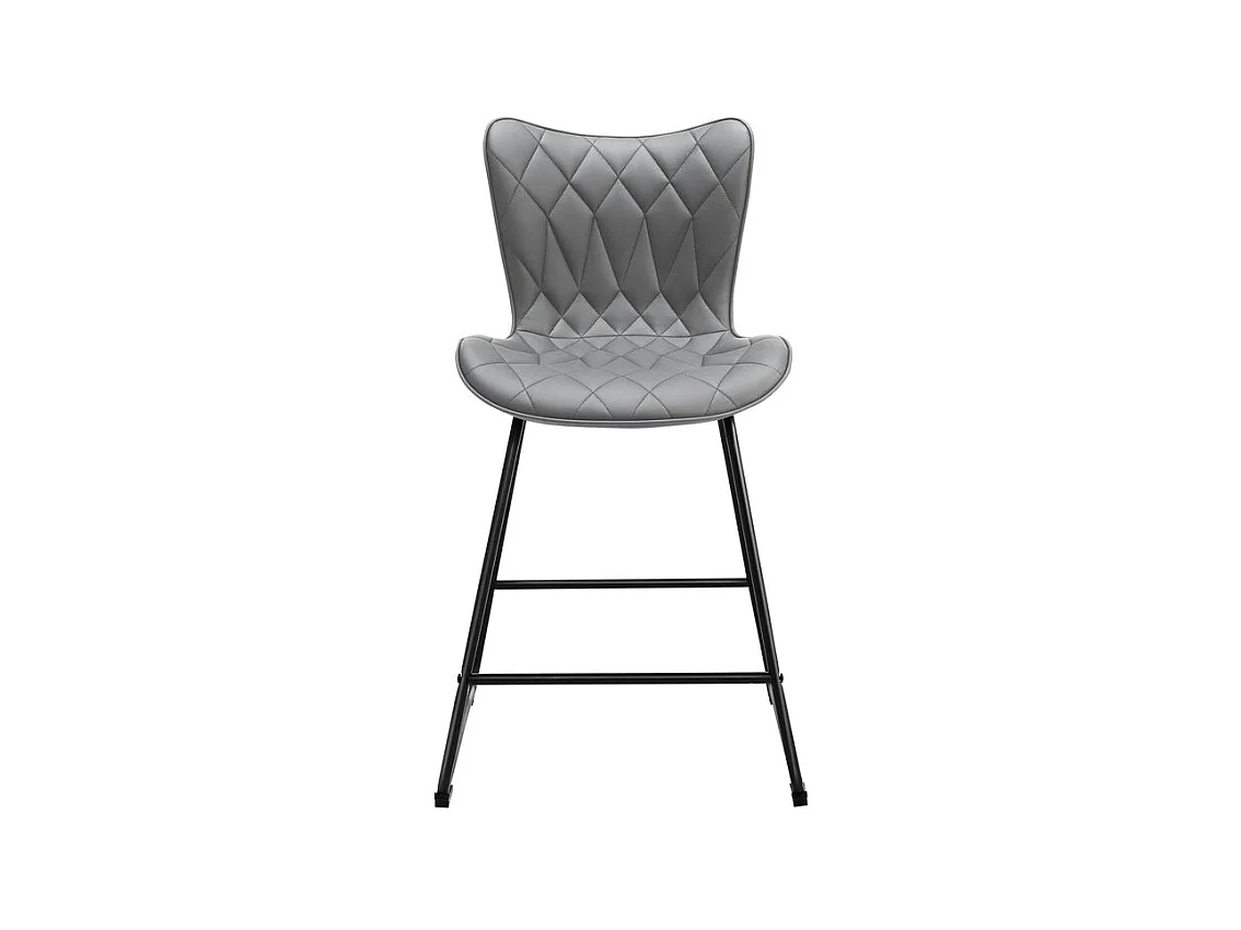 Taburete alto - 2 gris oscuro, acolchado diamante 'piel de gato'