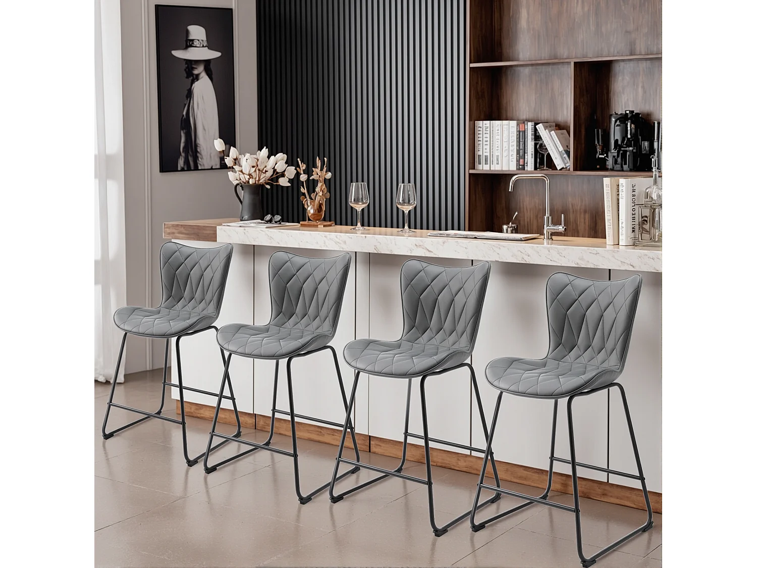 Lot de 2 Tabourets de bar hauts Tabourets de bar modernes et élégants adaptés à un usage domestique et commercial