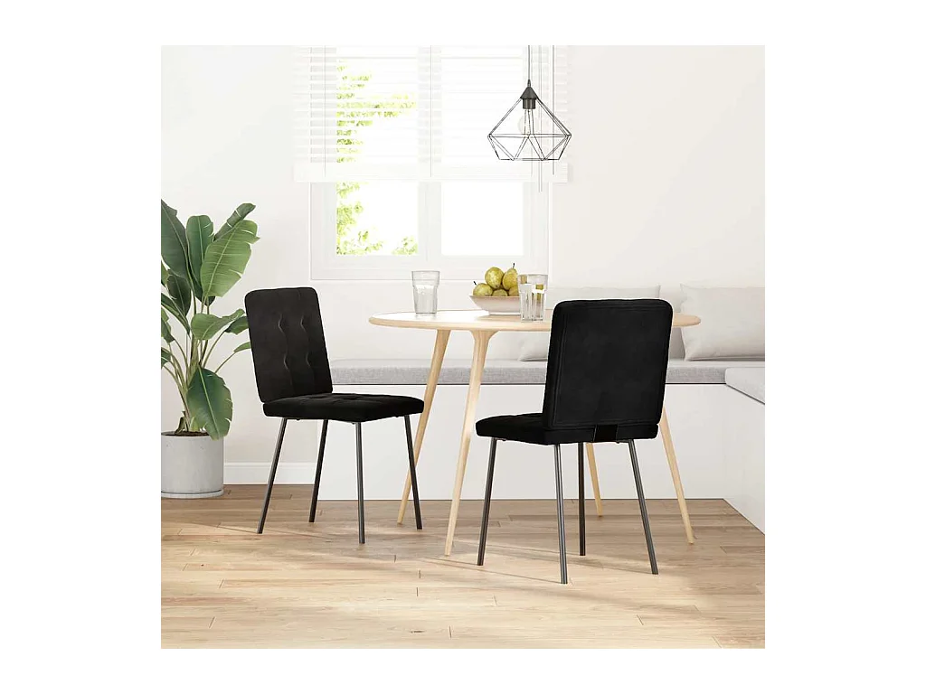 Eetkamerstoelen 2 st fluweel zwart