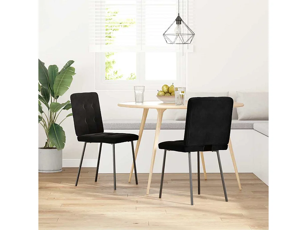 Chaises à manger lot de 2 Noir Velours