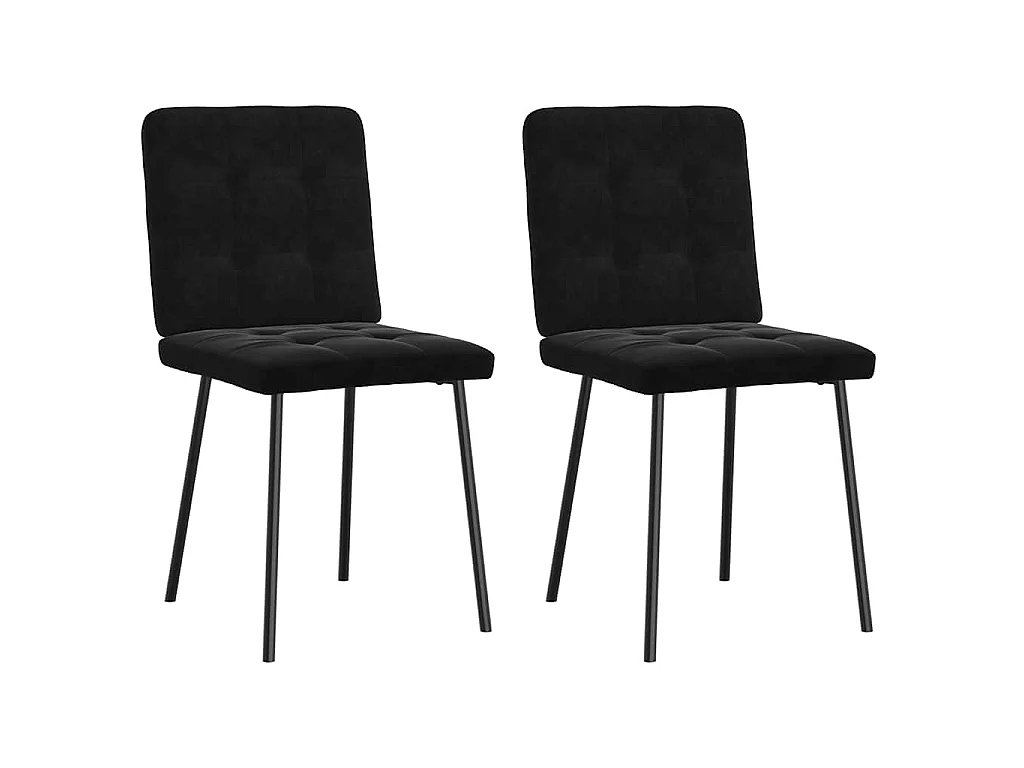 Chaises à manger lot de 2 Noir Velours