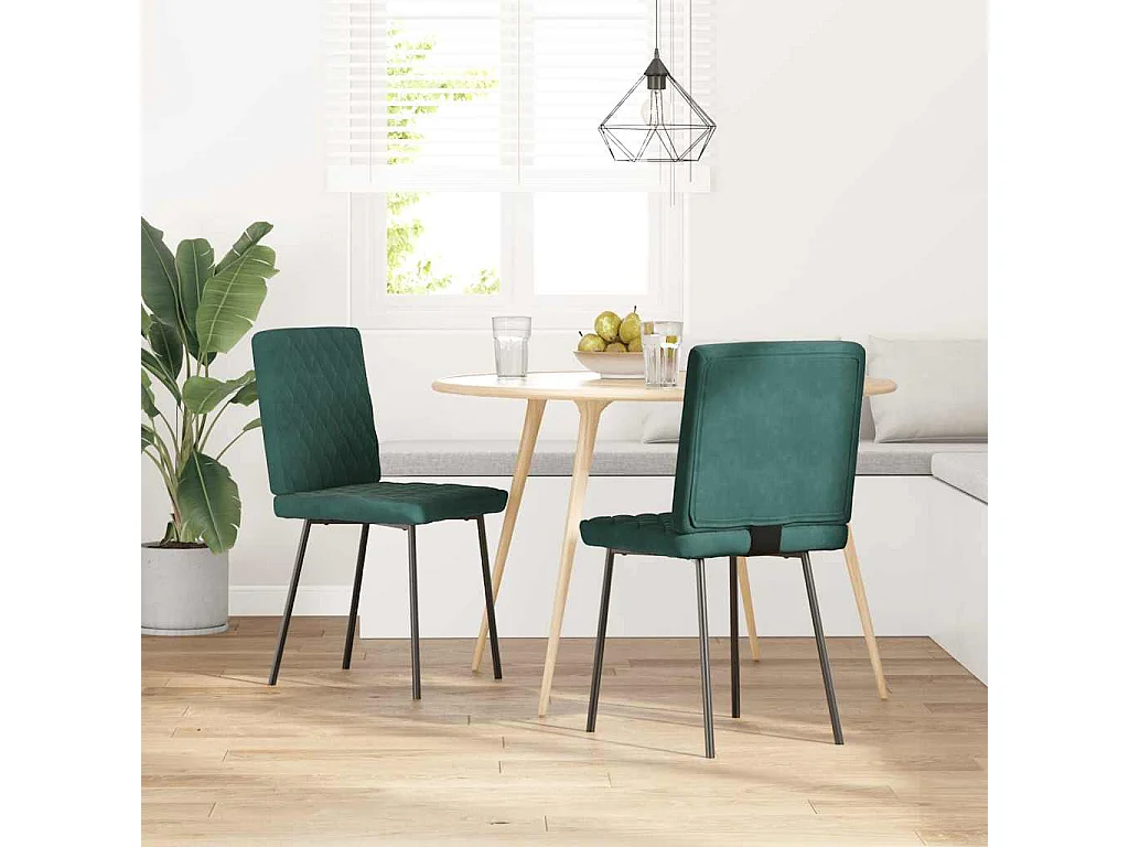 Cadeiras de jantar 2 pcs veludo verde-escuro