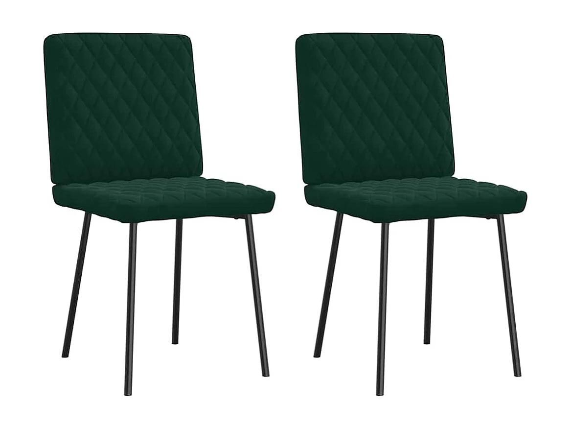 Chaises à manger lot de 2 Vert foncé Velours