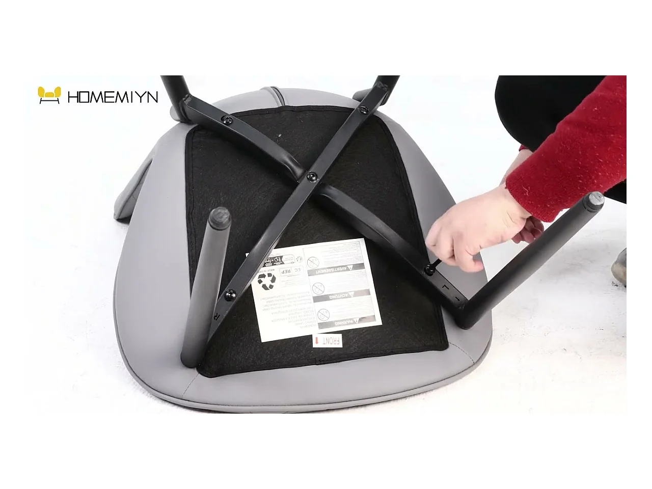 Lot de 2 chaises de salle à manger HOMEMiYN en similicuir gris – Résistantes aux rayures, confort haut de gamme et robustes