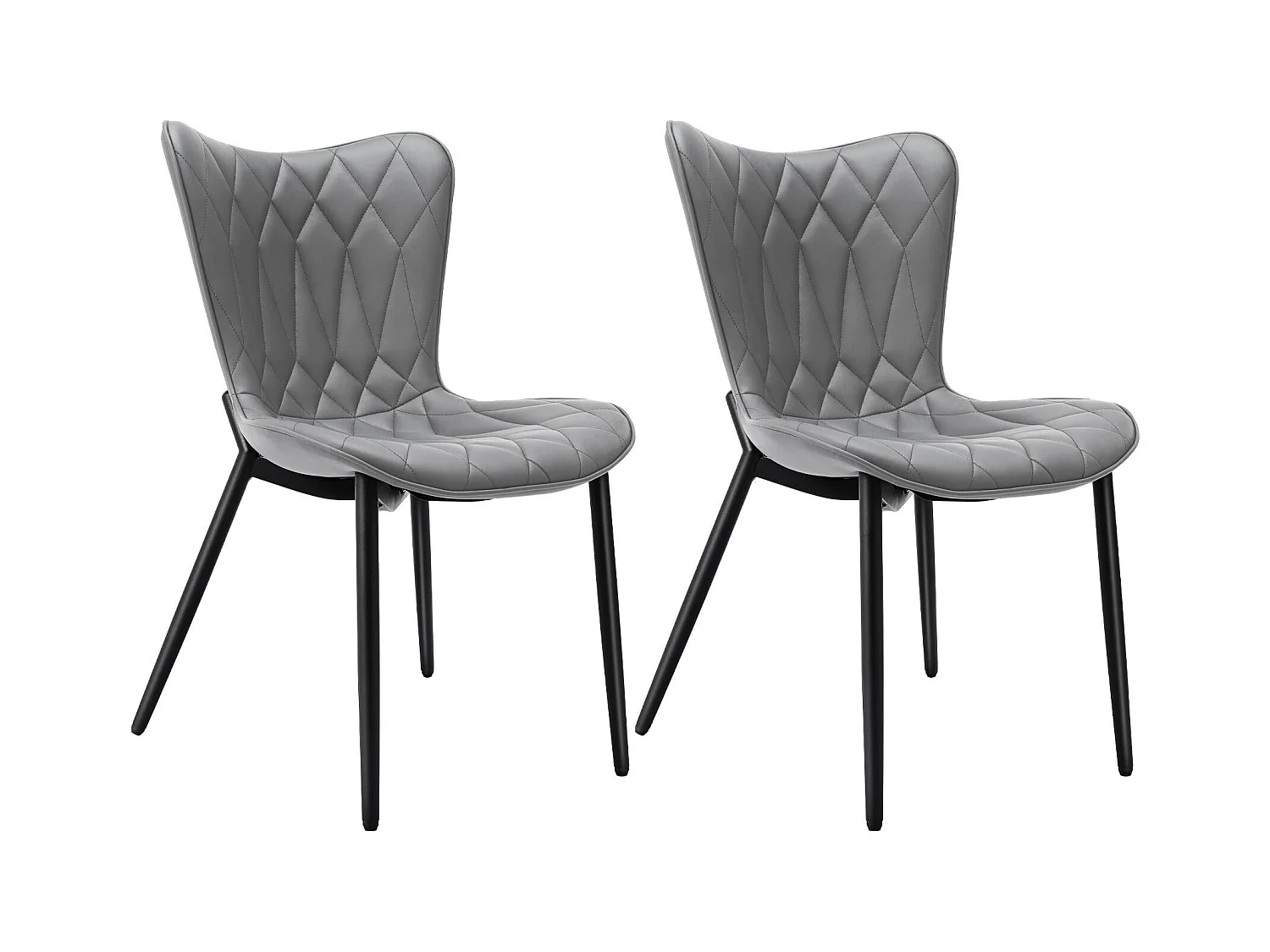 Lot de 2 chaises de salle à manger HOMEMiYN en similicuir gris – Résistantes aux rayures, confort haut de gamme et robustes