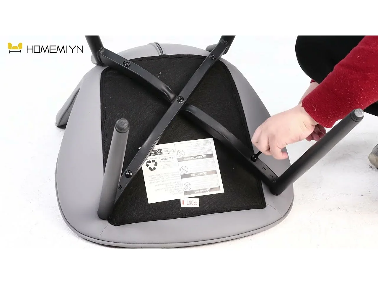 Lot de 2 chaises de salle à manger HOMEMiYN en similicuir gris – Résistantes aux rayures, confort haut de gamme et robustes