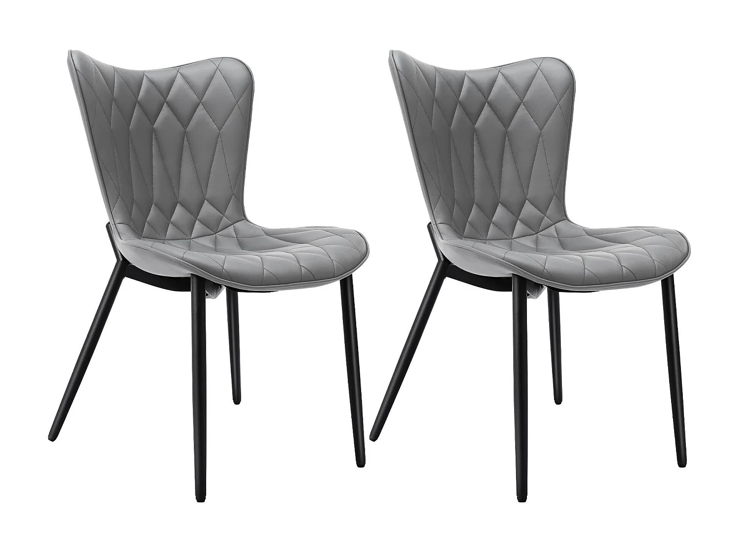 Lot de 2 chaises de salle à manger HOMEMiYN en similicuir gris – Résistantes aux rayures, confort haut de gamme et robustes