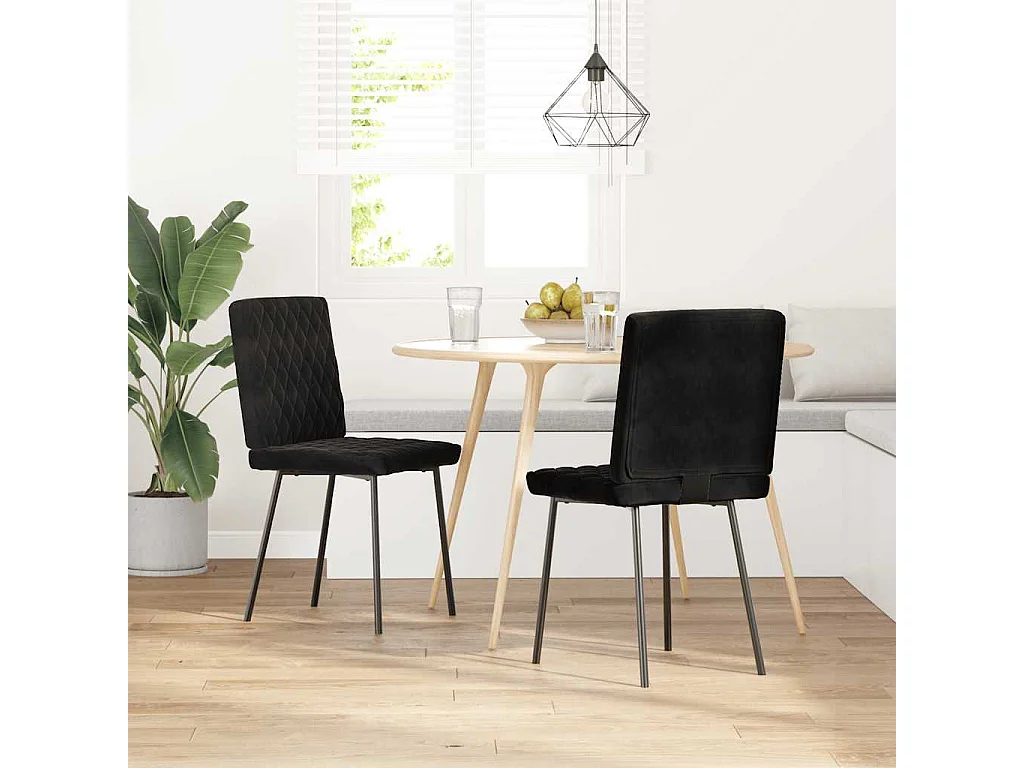 Chaises à manger lot de 2 Noir Velours