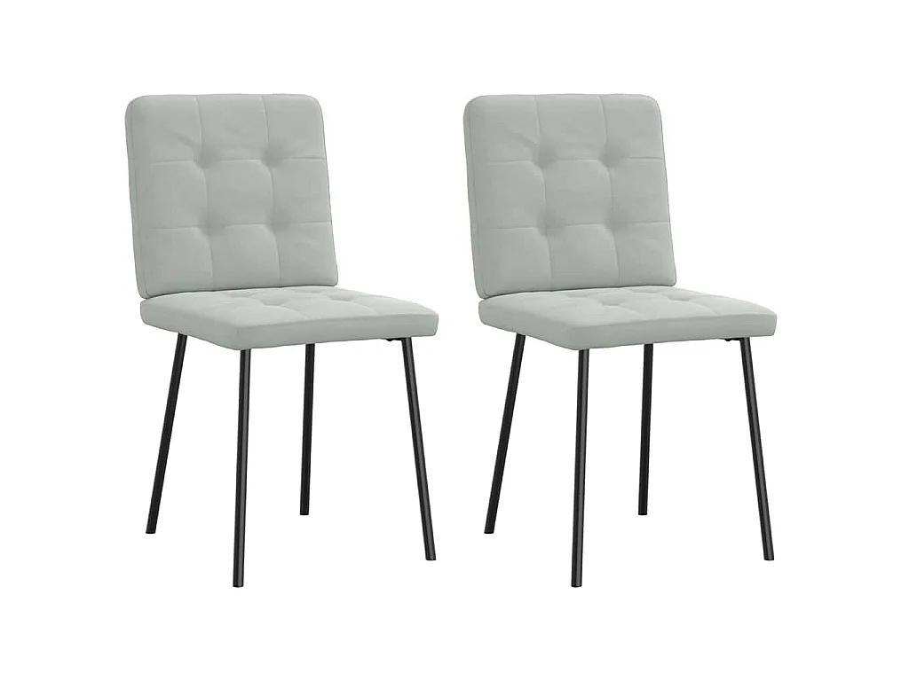 Sillas de comedor 2 unidades terciopelo gris claro