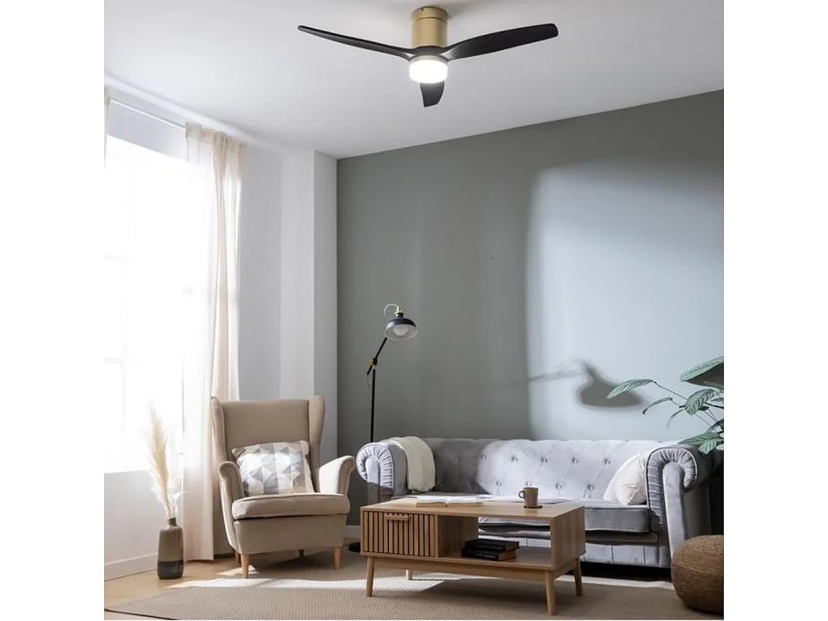 Ventilador de techo Cecotec EnergySilence Aero 5600 Aqua 40W 3 aspas Wifi dorado/negro Ø132 cm