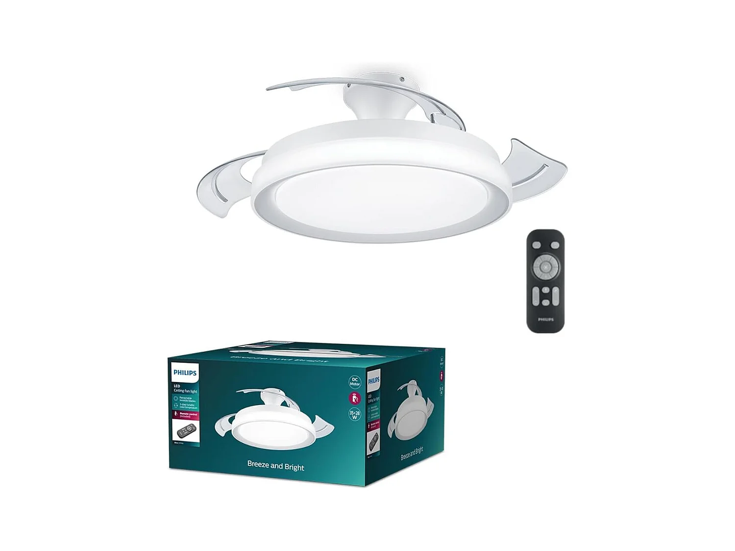 Ventilador de techo Philips Bliss 35W 3 aspas retráctiles mando a distancia blanco Ø106 cm