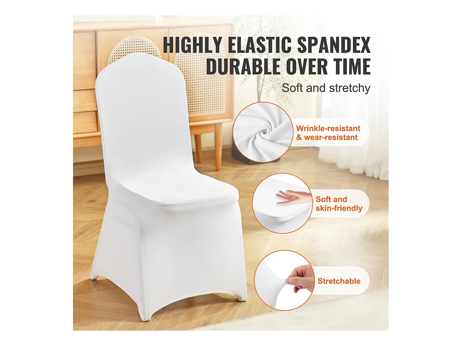 Housses de Chaise Couverture SucceBuy 50 Pièces, Couverture Housses de Chaise Mariage, Blanc, pour Banquet