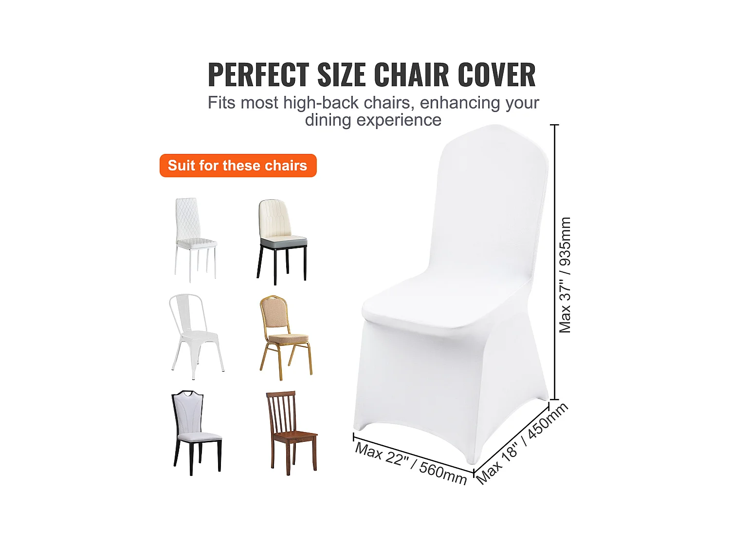 Housses de Chaise Couverture SucceBuy 50 Pièces, Couverture Housses de Chaise Mariage, Blanc, pour Banquet