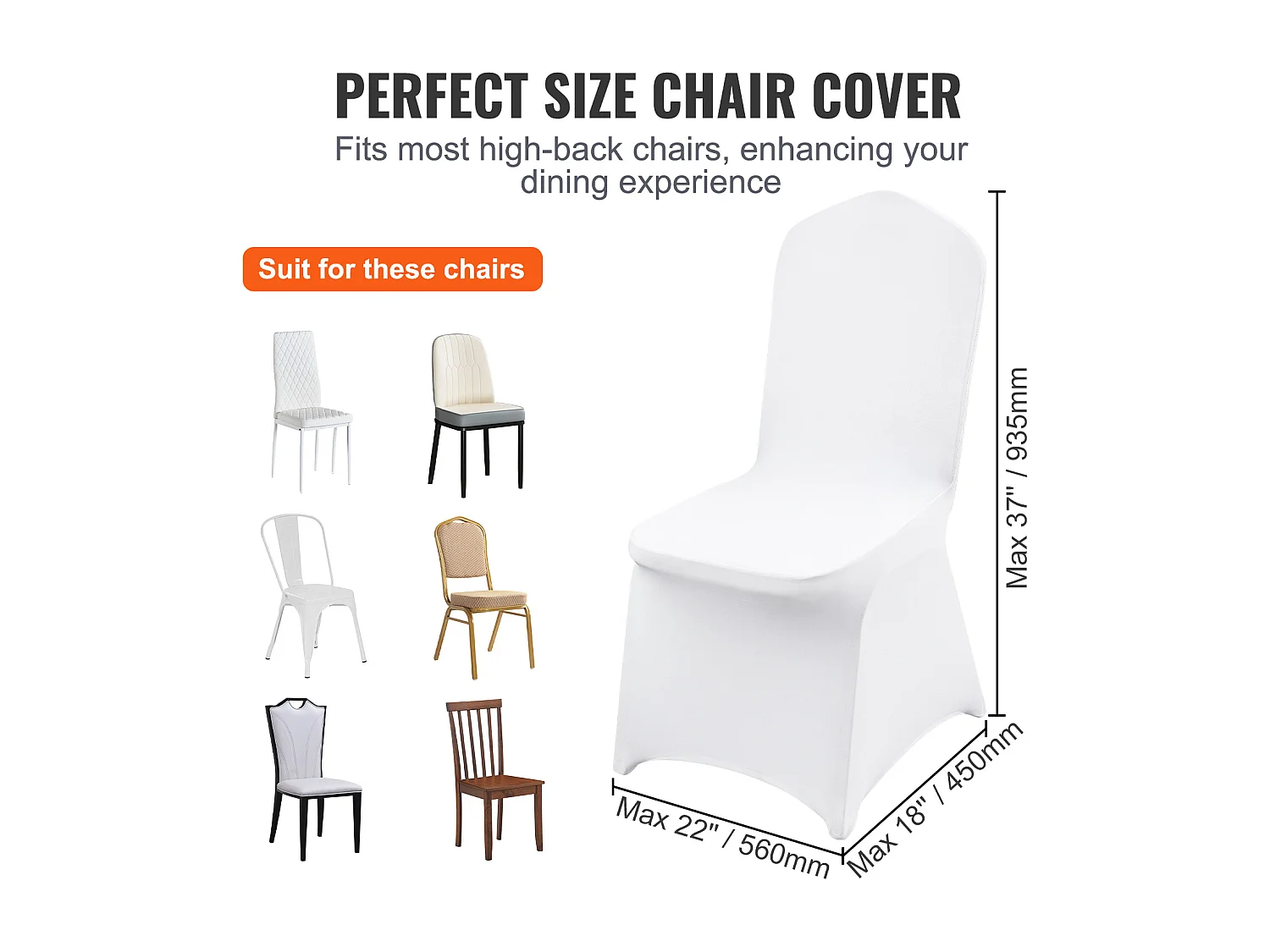 Housses de Chaise Couverture SucceBuy 50 Pièces, Couverture Housses de Chaise Mariage, Blanc, pour Banquet