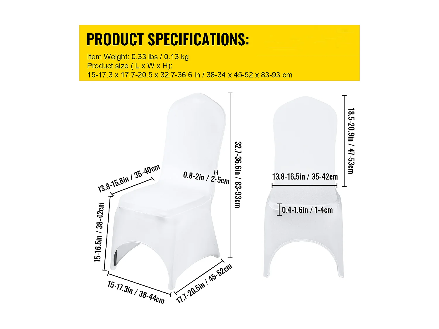 Housses de Chaise Couverture SucceBuy 50PCS, Blanc, Élastique pour Mariage et Fête et Réunion d'Affaires et Banquet