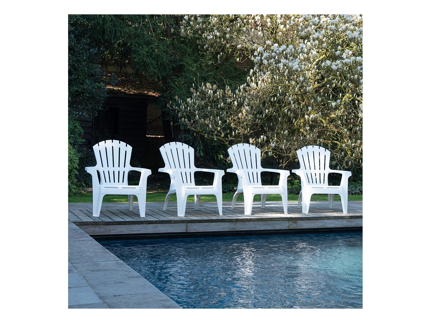 Lot de 4 Fauteuils adirondack Blanc