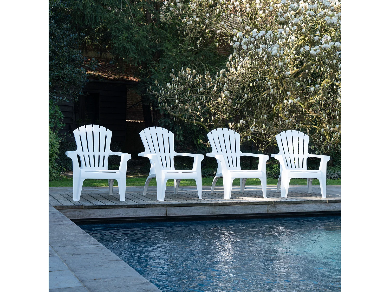 Lot de 4 Fauteuils adirondack Blanc