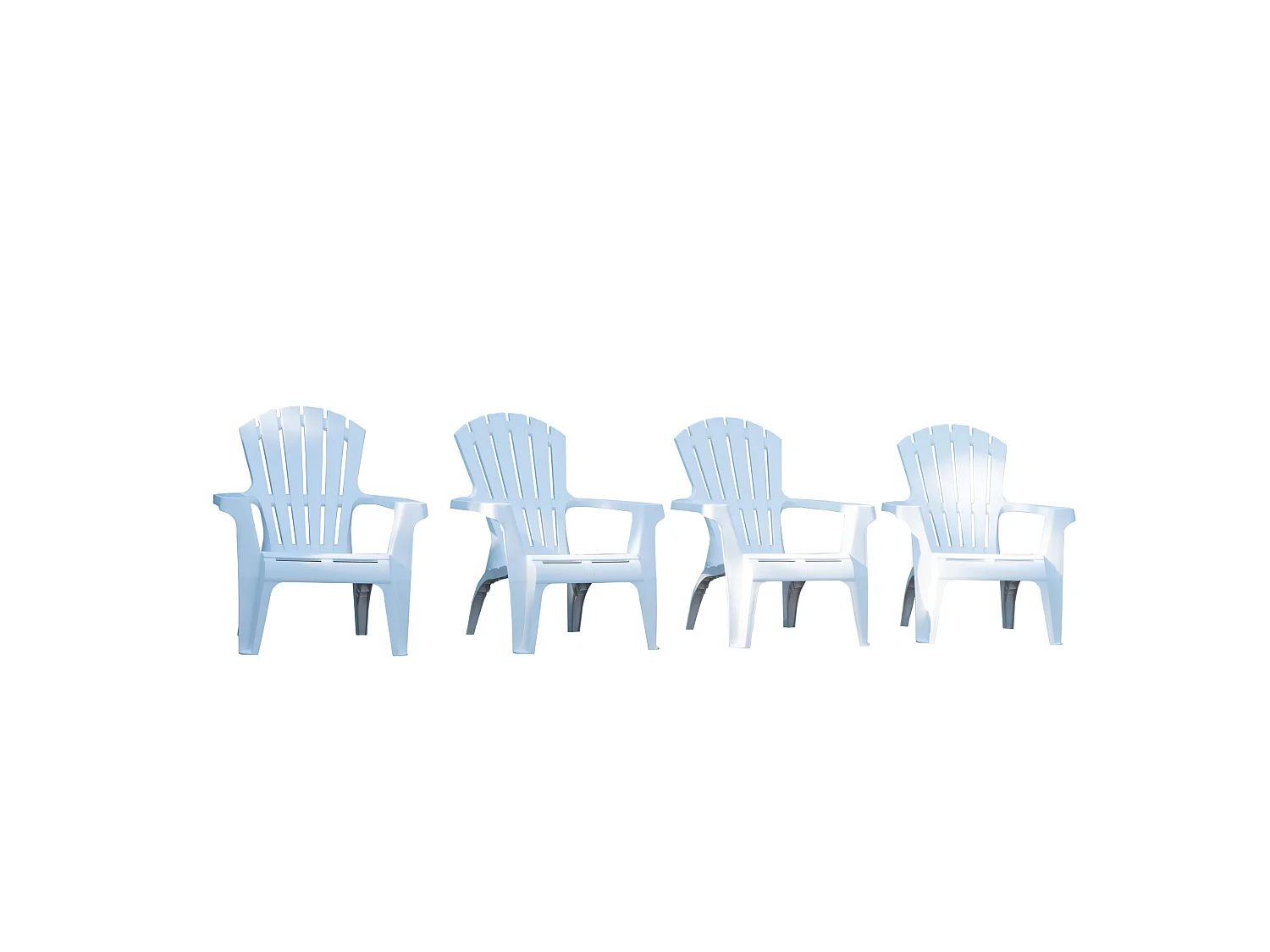 Lot de 4 Fauteuils  Adirondack de jardin en résine empilables Blanc
