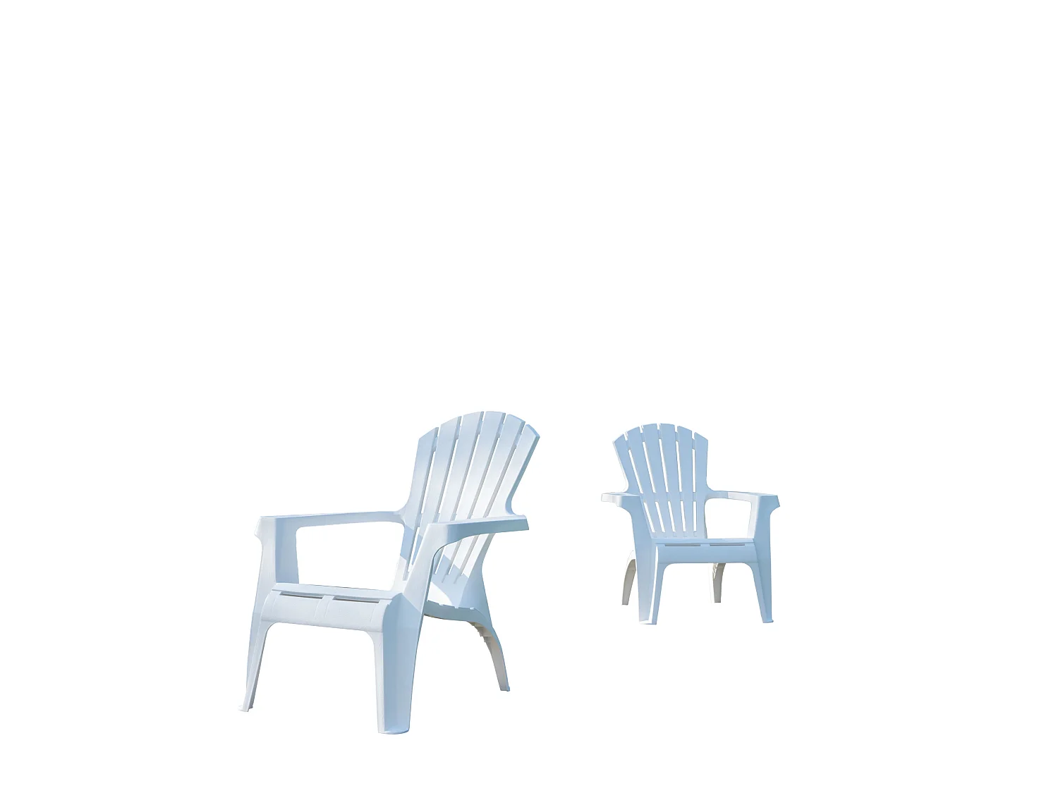 Lot de 2 Fauteuils Adirondack de jardin en résine empilables Blanc