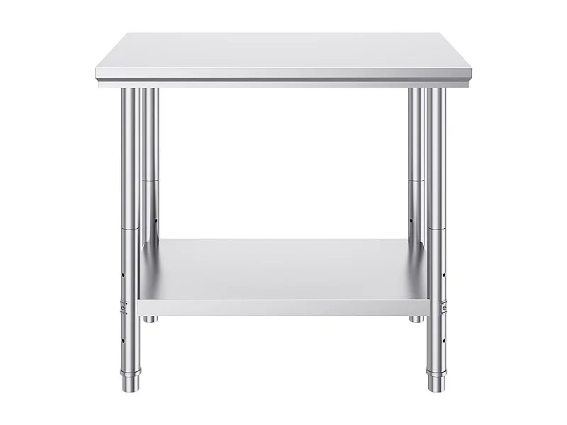 Table de Travail en Acier Inoxydable 60x90x80 cm, 2 Étages, pour Préparation de Cuisine d'Aliments et Repas, Hôtels, Bureaux, Hôpitaux