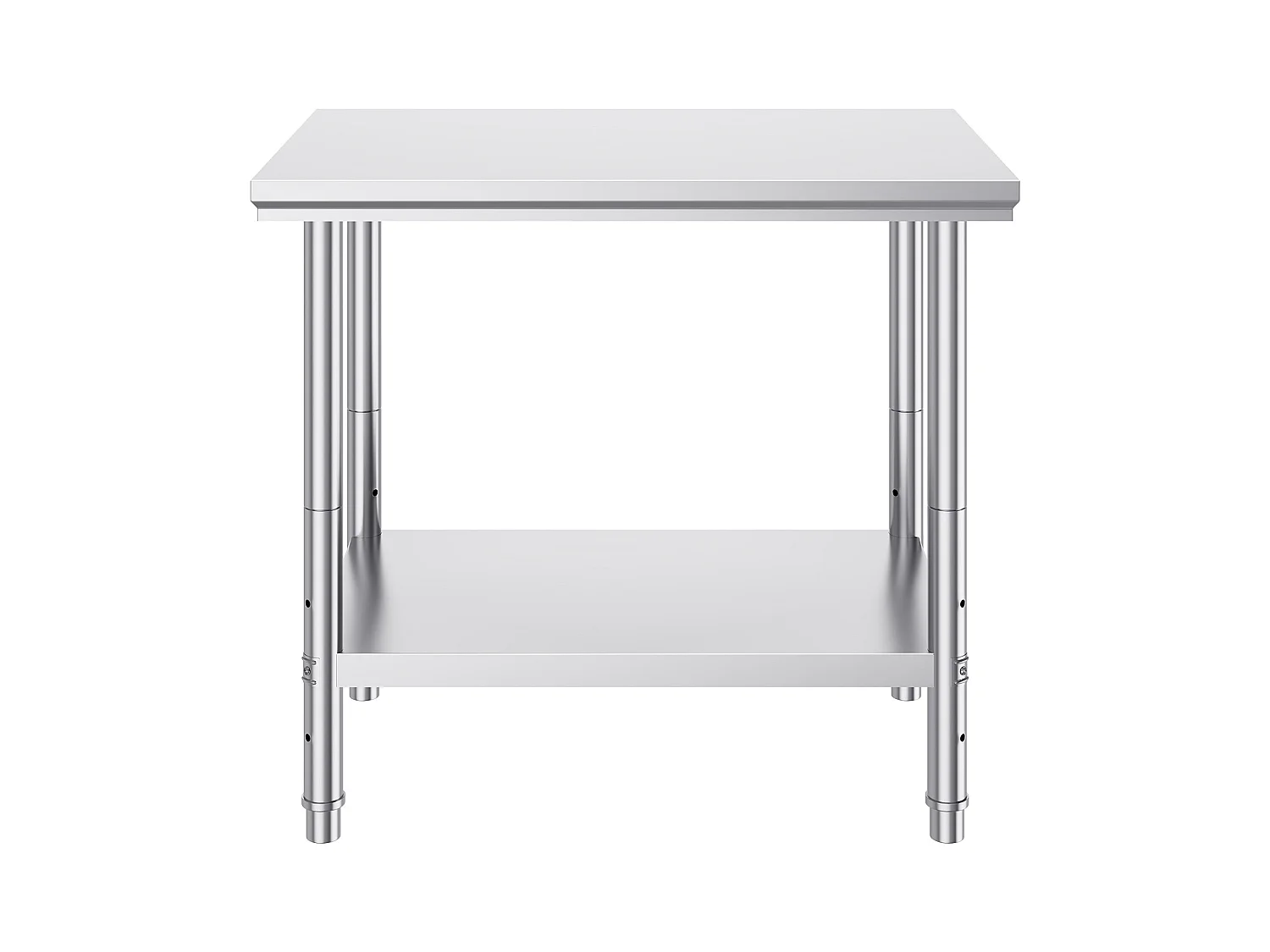 Table de Travail en Acier Inoxydable 60x90x80 cm, 2 Étages, pour Préparation de Cuisine d'Aliments et Repas, Hôtels, Bureaux, Hôpitaux