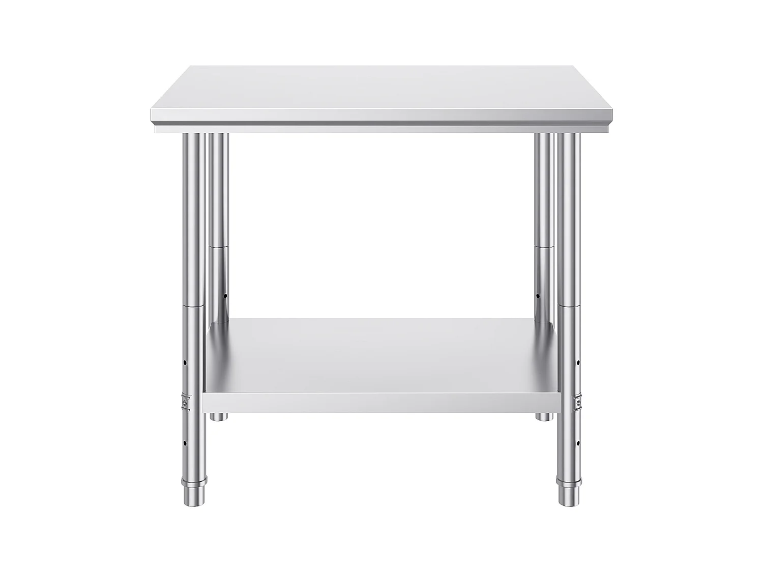 Table de Travail en Acier Inoxydable 60x90x80 cm, 2 Étages, pour Préparation de Cuisine d'Aliments et Repas, Hôtels, Bureaux, Hôpitaux