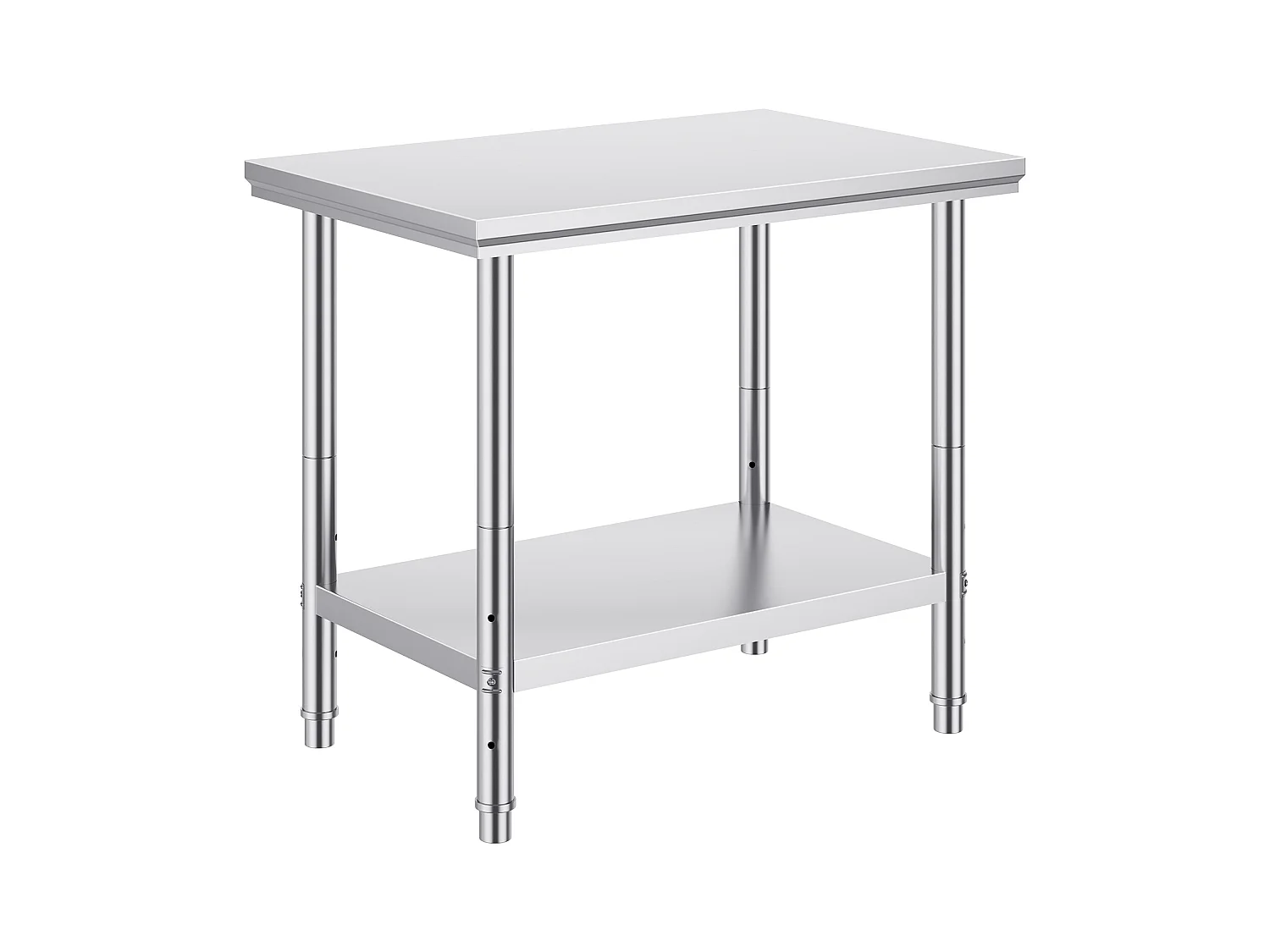 Table de Travail en Acier Inoxydable 60x90x80 cm, 2 Étages, pour Préparation de Cuisine d'Aliments et Repas, Hôtels, Bureaux, Hôpitaux