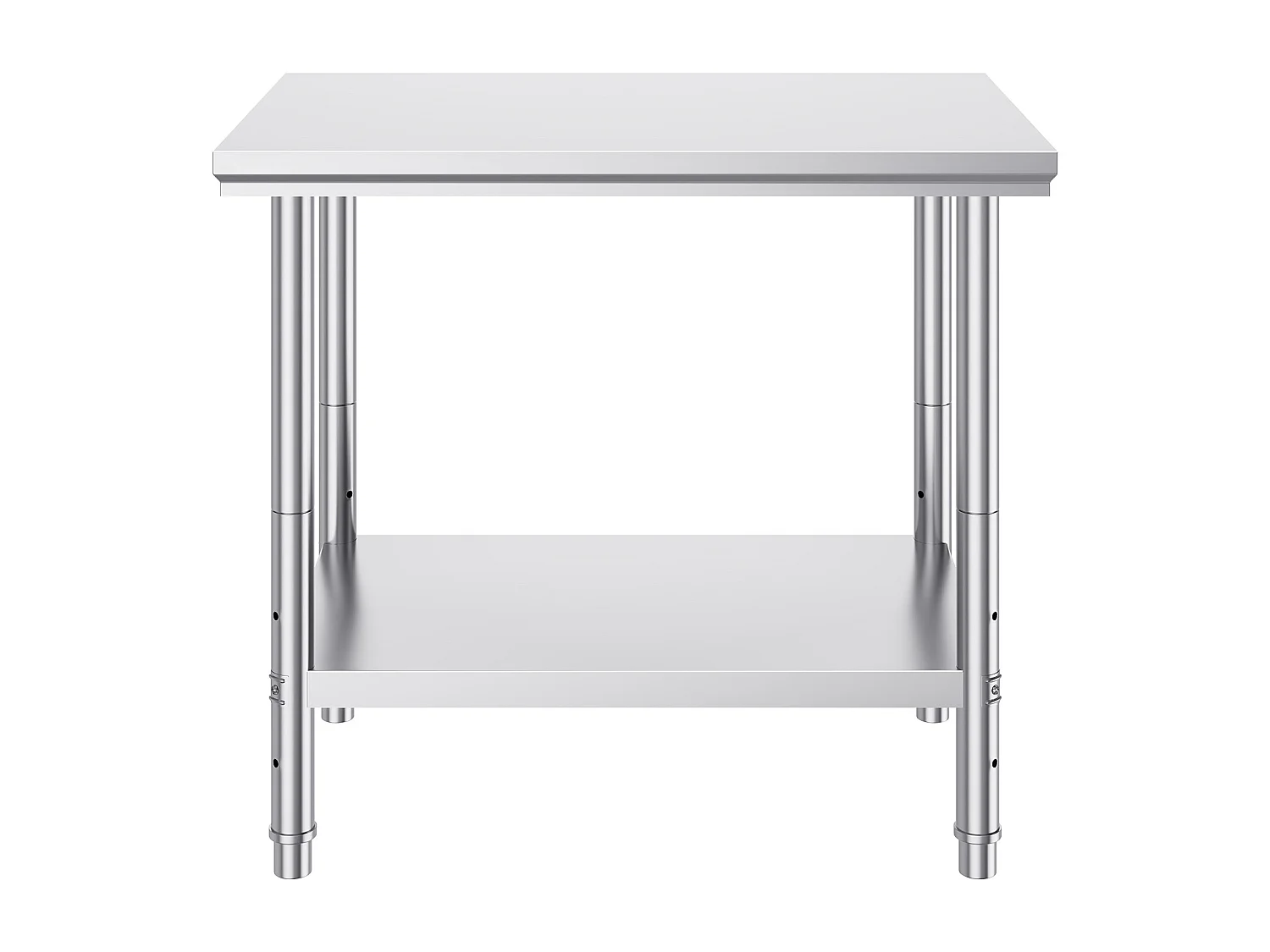 Table de Travail en Acier Inoxydable 60x90x80 cm, 2 Étages, pour Préparation de Cuisine d'Aliments et Repas, Hôtels, Bureaux, Hôpitaux